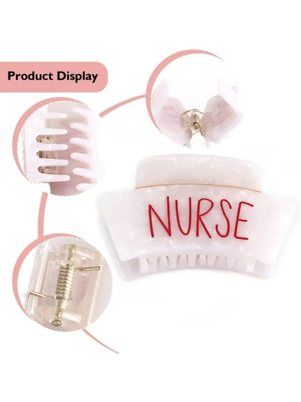 Personalized Heart Shape Acetate Claw Clips for Women - Perfect Nurse Gift!